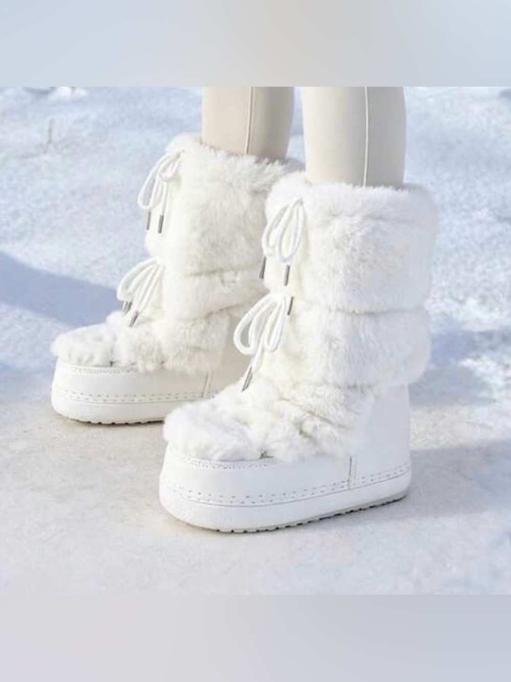 Cozy Faux Fur White Winter Boots - Women's Plush Snow Boot